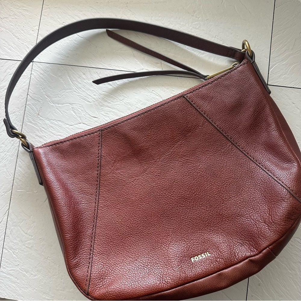Fossil Skylar Crossbody brown leather shoulder bag in brandy